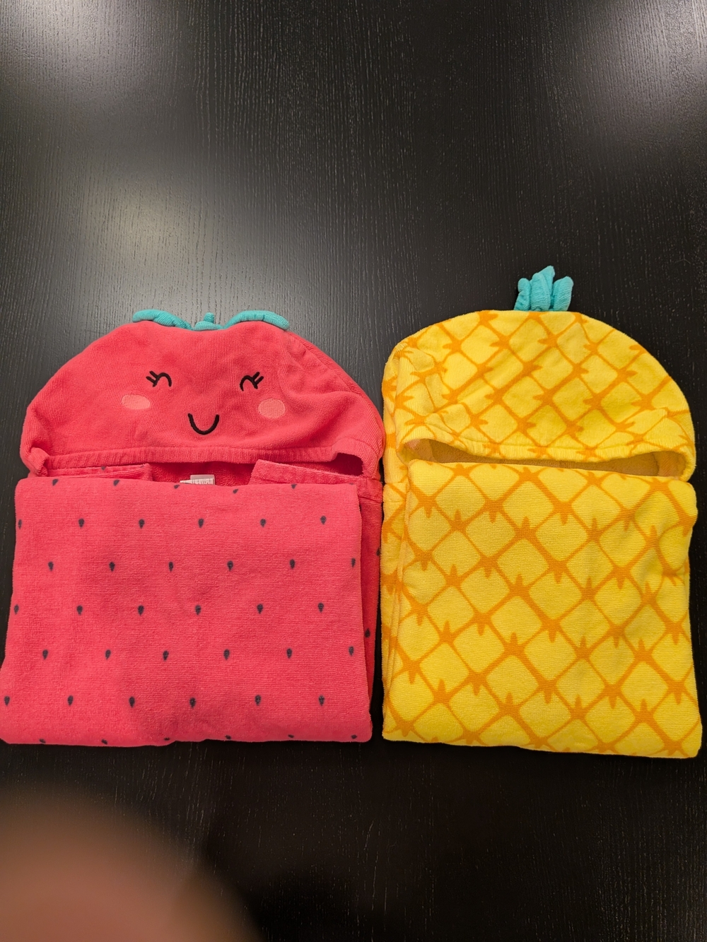 Carter's Pink Strawberry & Yellow Pineapple Hooded Pajama Sleep Sacks